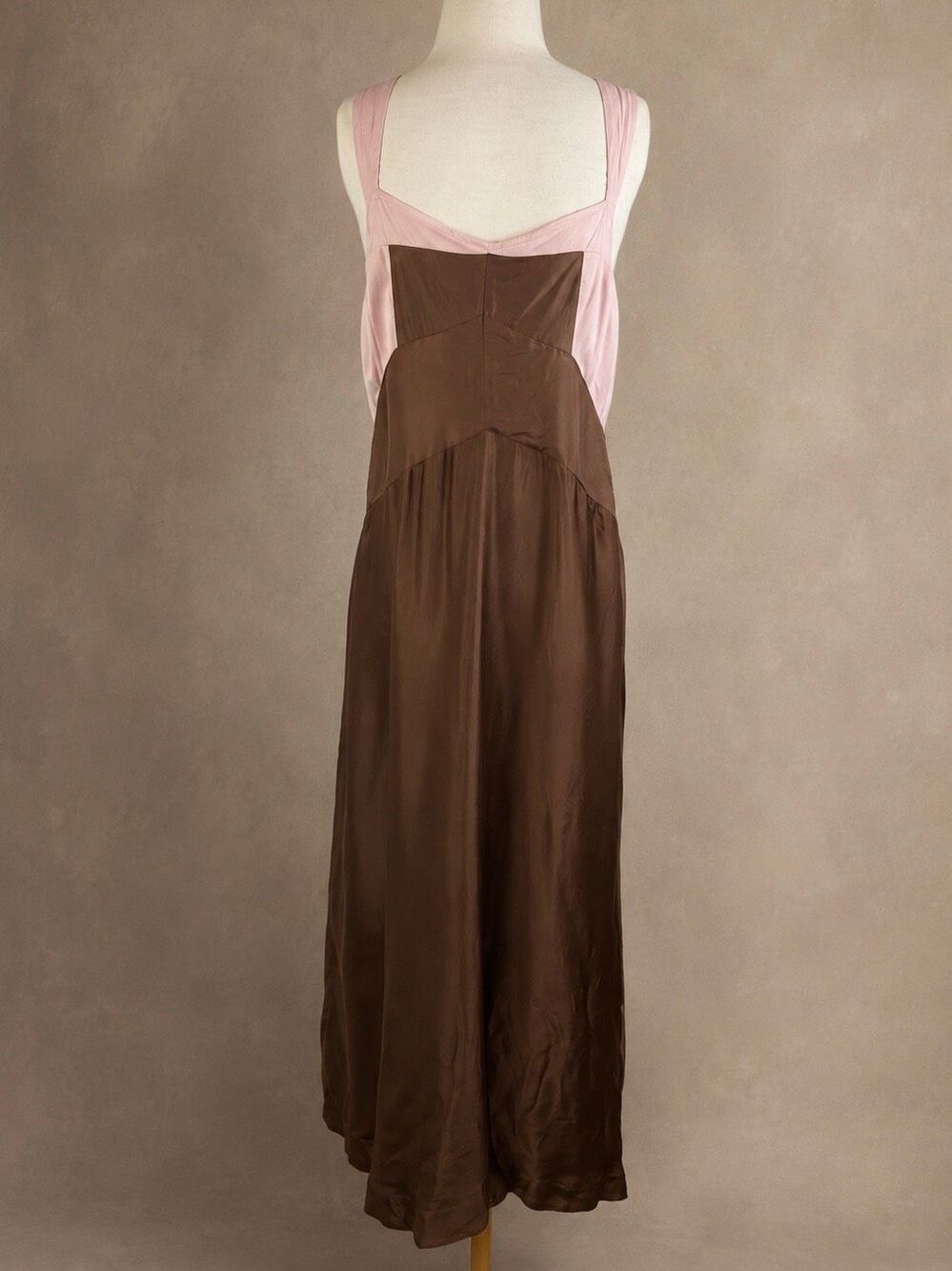 Maeve Size M Jocelyn Slip Midi Dress Brown Pink Satin Anthropologie